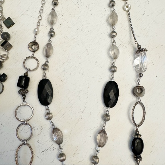 Beautiful Set of 3 Glass Metal Stone Pendant and Plastic Beads Necklaces Vintage - Picture 5 of 13